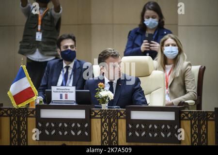 @ Pool/ Eliot Blondet/Maxppp, Mauritanie, Nouakchott, 2020/06/30 il Presidente francese Emmanuel Macron durante un incontro con i Presidenti del G5 Sahel e (in visita al Chancelor tedesco Angela Merkel, al primo Ministro italiano Giuseppe Conte e al primo Ministro belga Charles Michel a Nouakchott, Mauritania, il 30 giugno 2020 Foto Stock