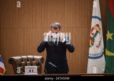 @ Pool/ Eliot Blondet/Maxppp, Mauritanie, Nouakchott, 2020/06/30 il presidente francese Emmanuel Macron lascia il Palais des Congres ''El Mouribatoune' a Nouakchott, Mauritania il 30 giugno 2020. Foto Stock