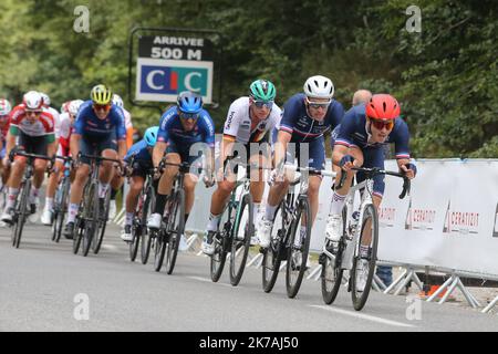 ©PHOTOPQR/OUEST FRANCE/QUEMENER YVES-MARIE ; Plouay ; 26/08/2020 ; Championnat d'Europe à Plouay. Thomas BOUDAT Arnaud DEMARE corso élite hommes. Foto Yves-marie Quemener / Ouest-France - Campionato europeo di ciclismo a Plouay, Francia Foto Stock