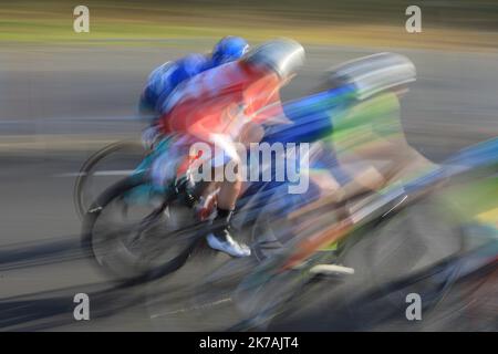 ©PHOTOPQR/OUEST FRANCE/QUEMENER YVES-MARIE ; Plouay ; 28/08/2020 ; Championnat d'Europe à Plouay. Corso en ligne juniors femmes. Foto Yves-marie Quemener / Ouest-France Campionati europei in bicicletta a Plouay, Francia, 28 agosto 2020. Foto Stock