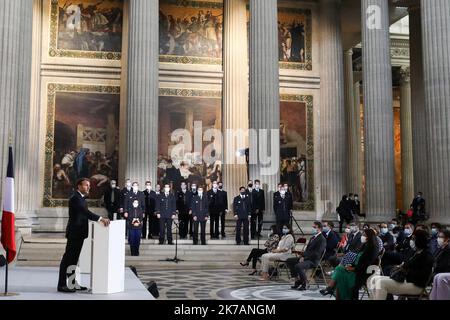 @ Pool/ Stephane Lemouton/Maxppp, Francia, parigi, 2020/09/04 il Presidente francese Emmanuel Macron durante una cerimonia per celebrare il 150th° anniversario della proclamazione della terza Repubblica francese al Pantheon, a Parigi il 4 settembre 2020 Foto Stock