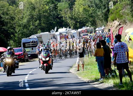 ©PHOTOPQR/LE PROGRES/Philippe TRIAS - 12/09/2020 - 14ème étape du tour, Lione, 12 settembre 2020. -14ème étape du tour de France. Parti de Clermont-Ferrand pour rejoindre la ville de Lyon, les coureurs ont traversé la Loire. 2020/09/12. Tour de France tappa 14. Foto Stock