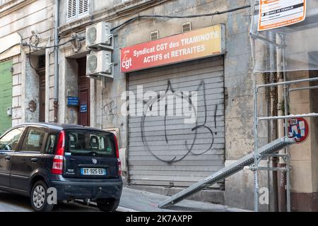 ©Yannick neve / le Pictorium/MAXPPP - Yannick neve / le Pictorium - 14/09/2020 - Francia / Bouches-du-Rhone / Marsiglia - le syndicat de la CGT-RTM (Regie des transports Marseillais) / 14/09/2020 - Francia / Bouches-du-Rhone / Marsiglia - l'Unione CGT-RTM (autorità dei trasporti di Marsiglia) Foto Stock