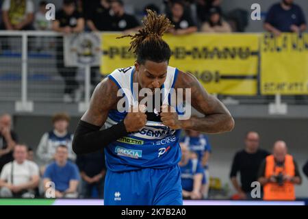 Brixia, Italia. 16th ottobre 2022. Campionato Italiano di Basket A1, incontro tra Germani Basket Brescia e Givova Scafati. Foto Stock