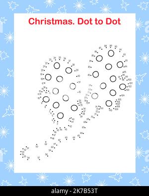 I mitens di maglia puntano per punteggiare il gioco educativo divertente o foglio di lavoro di svago, delineano l'illustrazione vettoriale del doodle, il tempo libero di inverno o l'attività sportiva, le scarpe per lo stile di vita sano e hobby Illustrazione Vettoriale