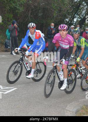 ©Andre Huber/MAXPPP ; Arnaud Demare francese con le sue migliori corse in maglia mauve durante la 16th° tappa della gara ciclistica del giro d'Italia 2020, tra Udine e San Daniele del Friuli il 17 ottobre 2020. Andre Huber/Maxppp Foto Stock