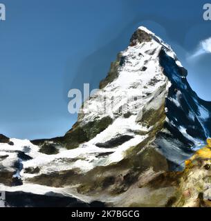 Immagine artistica del paesaggio montano, scenario mozzafiato Foto Stock