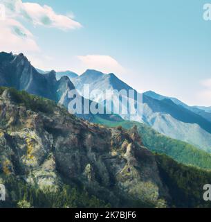 Immagine artistica del paesaggio montano, scenario mozzafiato Foto Stock