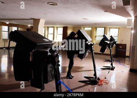 ©PHOTOPQR/LE PARISIEN/Philippe de Poulpiquet ; Washington ; 03/11/2020 ; Washington DC (USA) le 03 novembre 2020. Les bureaux de vote comme celui-ci ont ouvert mardi à washington pour le scrutin présidentiel américain. Des Millions d'américains sont appelés à voter pour élire le nouveau président américain ce mardi. Washington, USA, 3rd 2020 novembre - elezioni presidenziali USA del 2020 Foto Stock