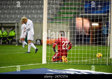 ©PHOTOPQR/LE TELEGRAM/Nicolas Creach ; Calcio (56) Stade la Rabine ( Vannes ) LE 01122020 Qualifiche à l’Euro Francia / Kazakistan la gardienne du Kazakhstan Irina Sandalova Francia / Kazakhstan Qualifiche per l’euro Foto Stock