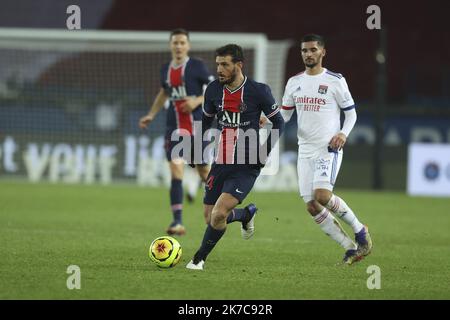 ©Sebastien Muylaert/MAXPPP - Alessandro Florenzi di Parigi Saint-Germain durante la partita Ligue 1 tra Parigi Saint-Germain e Olympique Lyonnais al Parc des Princes di Parigi, Francia. 13.12.2020 Foto Stock