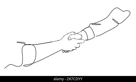 Partner commerciale che scuote la mano - disegno continuo a una linea Illustrazione Vettoriale