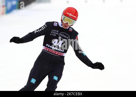 ©Pierre Teyssot/MAXPPP ; FIS Nordic Combined Men Individual Gundersen NH/10 km Ski World Cup a Predazzo, Italia il 15 gennaio 2021, 44 Eric Frenzel (GER) Â© Pierre Teyssot / Maxppp Foto Stock