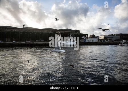 ©Sadak Souici / le Pictorium/MAXPPP - Sadak Souici / le Pictorium - 17/12/2020 - Francia / Finistere / Lorient - Port de Lorient. / 17/12/2020 - Francia / Finistere / Lorient - Porto di Lorient. Foto Stock