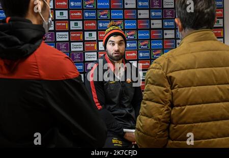 Â-PHOTOPQR/l'INDEPENDANT/Clementz Michel ; PERPIGNAN ; 22/01/2021 ; PERPIGNAN LE 22 JANVIER 2021 / SPORT / RUGBY A XIII / RFL SUPERLEAGUE BETFRED / PORTRAIT DU NOUVEAU JOUEUR DES DRAGONS CATALANS MIKE MCMEEKEN DEUXIEME LIGNE INTERNATIONAL ANGLAIS EVOLUANT A CASTLEFORD / STADE GILBERT BRUTUS DE PERPIGNAN / - MIKE MCMEEKEN DI CASTELFORT GIOCA CON I DRAGHI CATALANI Foto Stock