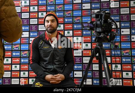 Â-PHOTOPQR/l'INDEPENDANT/Clementz Michel ; PERPIGNAN ; 22/01/2021 ; PERPIGNAN LE 22 JANVIER 2021 / SPORT / RUGBY A XIII / RFL SUPERLEAGUE BETFRED / PORTRAIT DU NOUVEAU JOUEUR DES DRAGONS CATALANS MIKE MCMEEKEN DEUXIEME LIGNE INTERNATIONAL ANGLAIS EVOLUANT A CASTLEFORD / STADE GILBERT BRUTUS DE PERPIGNAN / - MIKE MCMEEKEN DI CASTELFORT GIOCA CON I DRAGHI CATALANI Foto Stock