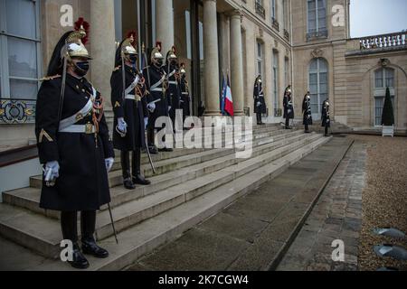 ©Sadak Souici / le Pictorium/MAXPPP - Sadak Souici / le Pictorium - 27/01/2021 - Francia / Ile-de-France / Parigi - Garde Republicaine. / 27/01/2021 - Francia / Ile-de-France (region) / Parigi - Guardia Repubblicana Foto Stock