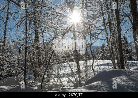 ©Sadak Souici / le Pictorium/MAXPPP - Sadak Souici / le Pictorium - 31/01/2021 - Francia / Haute-Savoie / Megeve - Megeve est une commune francaise situee dans le departement de la Haute-Savoie, en region Auvergne-Rodano-Alpi. Le village est un vero centro urbain situe en altitude, il comprtait 3 043 abitants en 2018, ce qui en fait la trente-deuxieme ville haut-savoyarde. / 31/01/2021 - Francia / Haute Savoie (dipartimento francese) / Megeve - Megeve è un comune francese situato nel dipartimento dell'alta Savoia, nella regione Auvergne-Rodano-Alpi. Il villaggio è un vero centro urbano situato a. Foto Stock