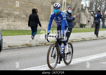 ©Laurent Lairys/MAXPPP - Mauri Vansettant di Deceuninck - Quick Step durante il Tour de la Provence, fase 4, Avignone – Salon de Provence il 14 febbraio 2021 a Salon-de-Provence, Francia - Foto Laurent Lairys / MAXPPP Foto Stock