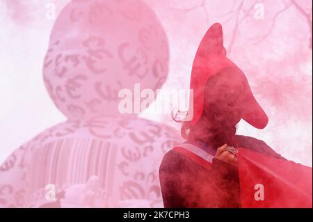 ©Julien Mattia / le Pictorium/MAXPPP - Julien Mattia / le Pictorium - 17/02/2021 - Francia / Ile-de-France / Parigi - action flash des Mariannes de la Manif pour Tous devant l'Assemblee Nationale contre la PMA sans Pere, le 18 Fevrier 2021 / 17/02/2021 - Francia / Ile-de-France (regione) / Parigi - azione lampo delle Mariannes de la Manif pour Tous di fronte all'Assemblea Nazionale contro il PMA senza Padre, 18 febbraio 2021 Foto Stock