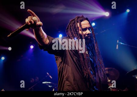 ©Michael Bunel / le Pictorium/MAXPPP - Michael Bunel / le Pictorium - 09/02/2013 - France - Ky-mani Marley est un chanteur de reggae ne le 26 fevrier 1976 a Falmouth, en Jamaique. Fils de Bob Marley et d'Anita Belnavis, Championne de tennis de table, son prenom, Ky-mani, signifie en Afrique de l'Est, « voyageur aventureux ». 9 fevrier 2013. Parigi, Francia / 09/02/2013 - Francia - Ky-mani Marley è un cantante reggae nato il 26 febbraio 1976 a Falmouth, Giamaica. Figlio di Bob Marley e campione di tennis da tavolo Anita Belnavis, il suo nome, Ky-mani, significa 'viaggiatore avventuroso' in Africa Orientale. Febbraio Foto Stock