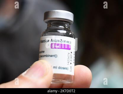 ©Mourad ALLILI/MAXPPP - Foto illustrativa d un vaccin AstraZeneca - 2021/03/14. Vaccino AstraZeneca. Foto Stock