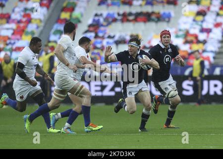 ©Sebastien Muylaert/MAXPPP - Hamish Watson di Scozia durante la partita del Guinness Six Nations Rugby Championship tra Francia e Scozia allo Stade de France il 26 marzo 2021 a Parigi, Francia. Foto Stock