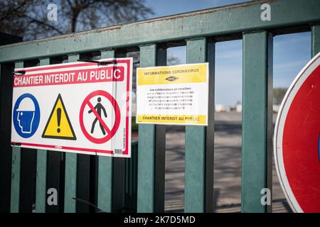 ©Olivier Donnars / le Pictorium/MAXPPP - Olivier Donnars / le Pictorium - 24/3/2021 - Francia / Ile-de-France - Parc de l'aire des vents a Dugny (93), ou se tenait chaque annee la Fete de l'Humanite et jouxtant le parc des expositions du Bourget. Le site va accueillir le village des medias des JO 2024. Sei ettari et demi d'espaces verts seront artificialises par la Societe de livraison des ouvrages olympiques (Solideo), qui a prevu de batir 700 logements pour repondre aux besoins des journalistes et des techniciens. Les Jeux olympiques 2024 inquiett certains habitants de Seine-Saint-Denis ( Foto Stock