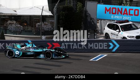 ©PHOTOPQR/NICE MATIN/Jean Francis Ottonello ; Monaco ; 07/05/2021 ; OTTONELLO JEAN-FRANCOIS - samedi 8 mai 2021 à Monaco - 4ème Grand Prix de formule e de Monaco 2021 - 88 – Tom Blomqvist (GBR) NIO 333 Formila e Team - modalità attacco Sabato 8 maggio 2021 a Monaco - 4th Formula e Monaco Grand Prix 2021 Foto Stock