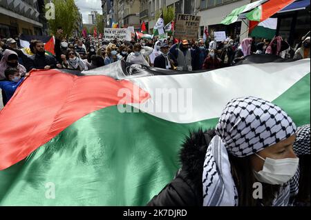 ©PHOTOPQR/L'EST REPUBLICAIN/ALEXANDRE MARCHI ; NANCY ; 22/05/2021 ; INTERNATIONAL - CONFLIT ISRAELO PALESTINIEN - GAZA - PALESTINA - ISRAELE - MANIFESTAZIONE - SOLIDARITE. Nancy 22 maggio 2021. Manifestazione en soutien au peuple palestinien à l'appel de la AFPS (Associazione Francia Palestina Solidarité) qui demande la fin de la violence quotidienne d'Israël contre la population palestinienne. FOTO Alexandre MARCHI. 2021/05/22. Manifestazione a sostegno della Palestina. Foto Stock