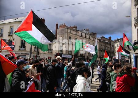 ©PHOTOPQR/PRESSE OCEAN/ROMAIN BOULANGER ; ; ; NANTES LE SAMEDI 22 MAI 2021, RASSEMBLEMENT POUR LA PALESTINE - 2021/05/22. Manifestazione a sostegno della Palestina. Foto Stock