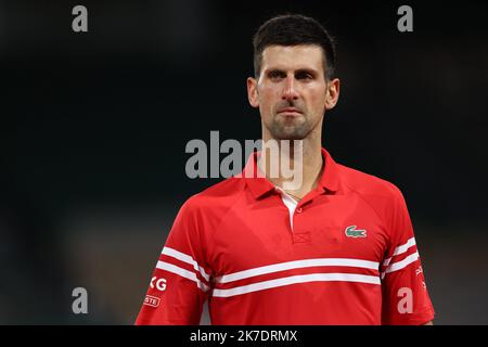 ©PHOTOPQR/LE PARISIEN/ARNAUD JOURNOIS ; PARIS ; 01/06/2021 ; INTERNATIONAUX DE FRANCE DE TENNIS DE ROLAND GARROS 2021 / 1ER TOUR / NOVAK DJOKOVIC Foto Stock