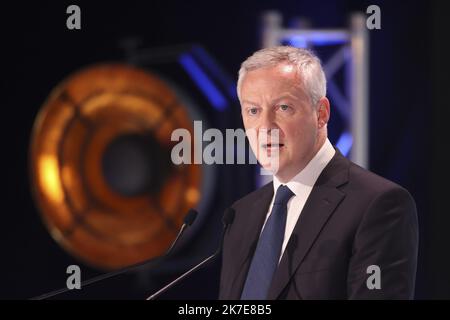 ©Sebastien Muylaert/MAXPPP - il ministro francese dell'Economia e delle Finanze Bruno le Maire ha tenuto un discorso durante il Forum finanziario internazionale Europlane di Parigi, in Francia. 29.06.2021 Foto Stock