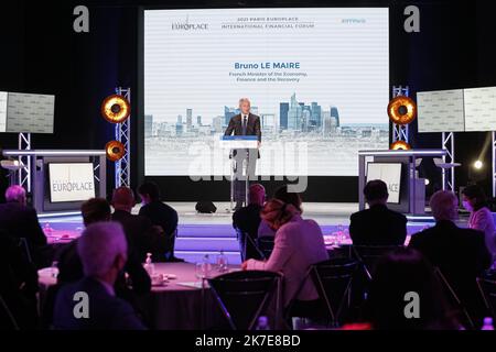 ©Sebastien Muylaert/MAXPPP - il ministro francese dell'Economia e delle Finanze Bruno le Maire ha tenuto un discorso durante il Forum finanziario internazionale Europlane di Parigi, in Francia. 29.06.2021 Foto Stock