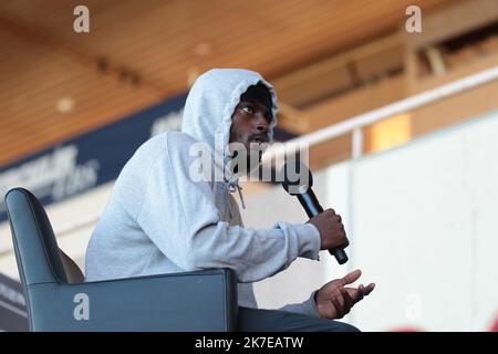 ©STADION-ACS/STADION ACES/MAXPPP - 08/07/2021 ; ; - 08/07/2021 - Conferenza stampa incontro Herculis Diamond League a Monaco - Trayvon Bromell, USA Foto Stock