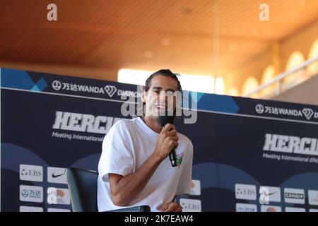 ©STADION-ACS/STADION ACES/MAXPPP - 08/07/2021 ; ; - 08/07/2021 - Conferenza Stampa incontro Herculis Diamond League a Monaco - Gianmarco tamberi Foto Stock