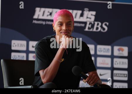 ©STADION-ACS/STADION ACES/MAXPPP - 08/07/2021 ; ; - 08/07/2021 - Conferenza stampa incontro Herculis Diamond League a Monaco - Yulimar Rojas Foto Stock