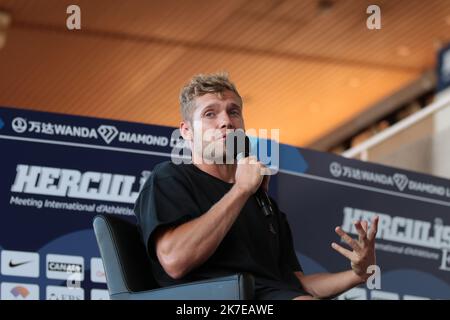 ©STADION-ACS/STADION ACES/MAXPPP - 08/07/2021 ; ; - 08/07/2021 - Conferenza stampa incontro Herculis Diamond League a Monaco - Kevin MAYER di francese Foto Stock