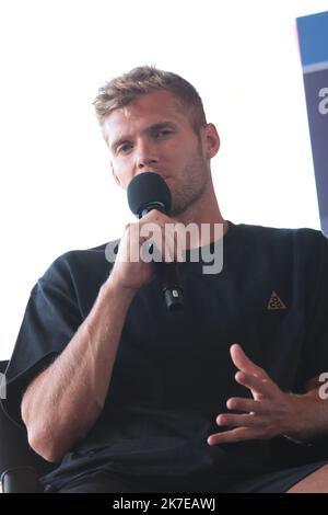 ©STADION-ACS/STADION ACES/MAXPPP - 08/07/2021 ; ; - 08/07/2021 - Conferenza stampa incontro Herculis Diamond League a Monaco - Kevin MAYER di francese Foto Stock