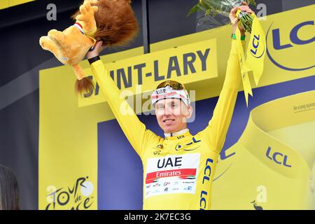 ©PHOTOPQR/LA DEPECHE DU MIDI/LAURENT DARD ; TARBES ; 14/07/2021 ; DDM LAURENT DARD TOUR DE FRANCE 2021 ETAPE ENTRE MURET ET SAINT LARY col DU PORTET VICTOIRE DE TADEJ POGACAR - Tour de France gara ciclistica 17th tappa il 14th 2021 luglio Foto Stock