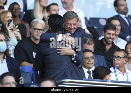 ©Sebastien Muylaert/MAXPPP - Sebastien Bazin partecipa alla partita Ligue 1 tra Paris Saint-Germain e RC Strasbourg al Parc des Princes di Parigi, Francia. 14.08.2021 Foto Stock