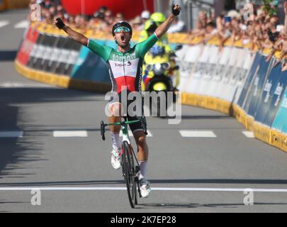 ©Laurent Lairys/MAXPPP - Sonny Colbrelli del Team Bahrain vittorious.During the Benelux Tour 2021, Stage 6, Ottignies-Louvain-la-Neuve - Houffalize (207,6 km) il 4 settembre 2021 a Houffalize, Belgio - Photo Laurent Lairys / MAXPPP Foto Stock