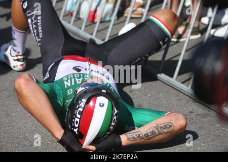 ©Laurent Lairys/MAXPPP - Sonny Colbrelli del Team Bahrain vittorious.During the Benelux Tour 2021, Stage 6, Ottignies-Louvain-la-Neuve - Houffalize (207,6 km) il 4 settembre 2021 a Houffalize, Belgio - Photo Laurent Lairys / MAXPPP Foto Stock