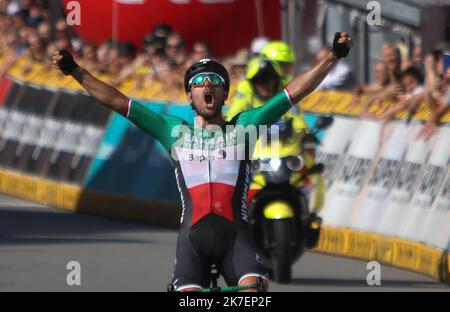 ©Laurent Lairys/MAXPPP - Sonny Colbrelli del Team Bahrain vittorious.During the Benelux Tour 2021, Stage 6, Ottignies-Louvain-la-Neuve - Houffalize (207,6 km) il 4 settembre 2021 a Houffalize, Belgio - Photo Laurent Lairys / MAXPPP Foto Stock