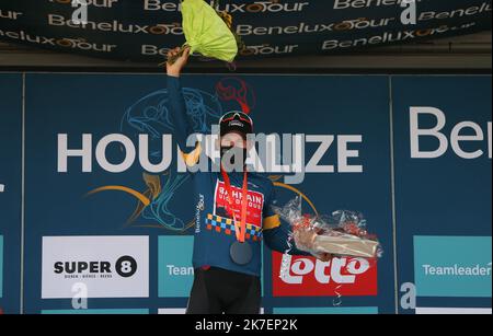 ©Laurent Lairys/MAXPPP - Sonny Colbrelli del Team Bahrain vittorious.During the Benelux Tour 2021, Stage 6, Ottignies-Louvain-la-Neuve - Houffalize (207,6 km) il 4 settembre 2021 a Houffalize, Belgio - Photo Laurent Lairys / MAXPPP Foto Stock