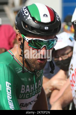 ©Laurent Lairys/MAXPPP - Sonny Colbrelli del Team Bahrain vittorious.During the Benelux Tour 2021, Stage 6, Ottignies-Louvain-la-Neuve - Houffalize (207,6 km) il 4 settembre 2021 a Houffalize, Belgio - Photo Laurent Lairys / MAXPPP Foto Stock