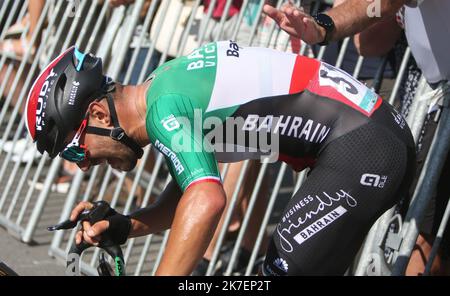 ©Laurent Lairys/MAXPPP - Sonny Colbrelli del Team Bahrain vittorious.During the Benelux Tour 2021, Stage 6, Ottignies-Louvain-la-Neuve - Houffalize (207,6 km) il 4 settembre 2021 a Houffalize, Belgio - Photo Laurent Lairys / MAXPPP Foto Stock