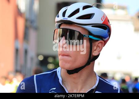 ©Pierre Teyssot/MAXPPP ; Campionato europeo di ciclismo su strada 2021 UEC. Trento, Italia il 11 settembre 2021. Uomini U23, pagina Hugo (fra). Â Pierre Teyssot / Maxppp Foto Stock