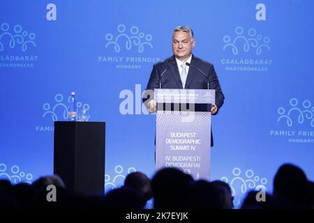 ©PHOTOPQR/LE PARISIEN/olivier corsan ; Budapest ; 09/06/2021 ; Budapest, Hongris, 23 sepetmbre 2021. 4 Sommet Démographique de Budapest. Viktor Orban Premier ministre de Hongrie Vertice demografico di Budapest il 23 settembre 2021 Foto Stock