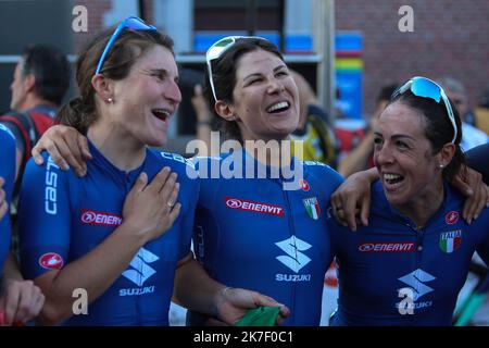 ©Laurent Lairys/MAXPPP - Team Italy durante i Campionati mondiali di strada UEC 2021 a Lovanio, il 25 settembre - Foto Laurent Lairys / MAXPPP Foto Stock